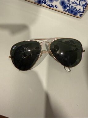 Ray-Ban Gold Frame Sunglasses with Dark Green Lenses